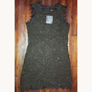 Black Cocktail Party Dress With Raised Pattern